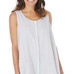 Woman Within Women's  Striped Button-Front Tank Top Plus Size 16/20W White/Blue Photo 0