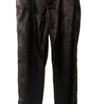 LIONESS NEW St Germain Pants Satin Black Floral High Rise Straight Leg Medium Photo 5