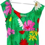 Jams World Jaisy Bold Floral Print Top Green Bright Tropical Vintage Size XL Photo 2