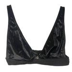 PINK - Victoria's Secret Victorias Secret Pink Size Medium Black Velvet Ribbed Deep V Bralette Photo 0