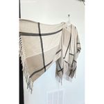 Three Dots ‎ Poncho Wrap One Size Neutral Miranda Plaid Cashmere Blend Fringe Photo 5