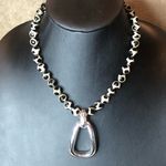 SIMON SEBBAG Tortoise Shell Agate Necklace with Sterling Silver Modern Pendant Black Photo 12