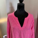 Lands' End Bundle of 2 Lands'‎ End Linen Blend V-Neck Tunic Tops Pink Blue 3/4 Sleeve L Photo 5