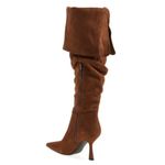 Jeffrey Campbell  Acclaim Thigh High Boots Size 8.5 Brown Faux Suede Pointed Toe Photo 1