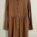 Zenana Babydoll Cardigan Dress Brown Long Sleeve Soft Stretchy XL NWT Photo 0