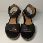 Clarks Hazelle Black Snake-Embossed Leather Wedge Comfort Sandals Size 10 Photo 1