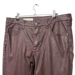 Anthropologie Pilcro Coated Skinny Pants Women’s Size 32 Burgundy Lace Hem Photo 2