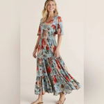 Soft Surroundings  First Blooms Porcelain Rose Floral Maxi Dress  Size Petite XS Photo 2