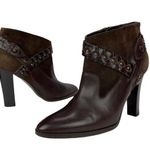 Diane Von Furstenberg  Leather Ankle Booties Braided Studded Brown Suede Size 7.5 Photo 0