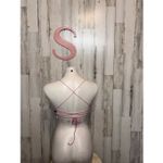 Lavender Ribbed Lace Up Back Bodysuit Size Small Purple Ruched Front One Piece Photo 2