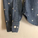 Gap  1969 Cotton Blue Denim White Polka Dots Button Up Long Sleeve Shirt Top Photo 6
