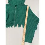 Cropped Knit Zip Up Sweater Hoodie Womens M/L Green Oversized Travel Minimalist Size M Photo 4