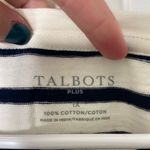 Talbots NWOT PLUS women’s cream navy sequin penguin decal long sleeve shirt 1X Photo 3