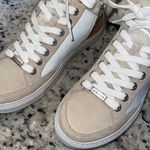 J/Slides Leslie Sheep Hair Trimmed Leather Sneaker Shoes Size 6 Tan White Photo 4