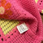 Crochet Floral Knit Cardigan Y2K Pink Size M Photo 5