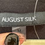 August Silk Womens Sz M Black Sheer Pleated Back Short Sleeve, scoop neck Photo 3