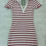H&M Red and White Striped Mini Dress Photo 0
