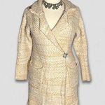 Forever 21 Vintage Y2K Long Coat Cable Knit Deep Pockets Cream/Yellow sz S Photo 0