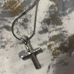 Beautiful Silver Cross with a Red Stone Necklace Photo 2