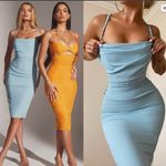 House Of CB  'Jamille' Baby Blue Draped‎ Corset Midi Dress NWOT size XS Photo 1