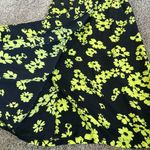 Topshop  Women’s Floral Wrap Long  Dress - Black/Bright Lime Green Sz 4 Photo 6