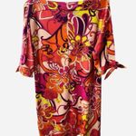 Trina Turk TRINA  Size Large Vinet Tie Slit Sleeve Floral Medley Mini Dress Photo 4