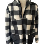 Como vintage Black and White Checkered Half Zip Mock Collar Pullover Size XL Photo 0