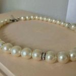 Pearl & Rhinestone Necklace Vintage “Eudora” Elegant Classic Minimal Pearlcore White Photo 5