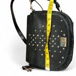 RARE Brahmin Western Grunge Gold Tone Studs Crossbody Croc Shoulder Bag Purse Black Photo 5