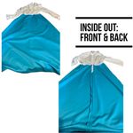 VINTAGE 1970'S TURQUOISE BLUE AND WHITE RUFFLE MAXI DRESS (S/M) Photo 9