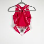 Monse Logo Print Tape Longline Criss Cross Athletic Work Out Sports Bra Carmine Photo 1