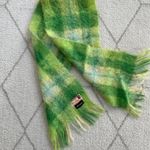 Vintage 60s Green Large Plaid Mohair Wool Scarf by Filene’s Yellow Photo 1