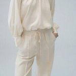 ZARA Straight Fit Pajama Pants in Cream Photo 0