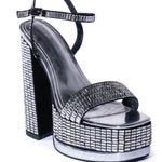 AZALEA WANG CATRIONA CHUNKY EMBELLISHED SANDAL IN SILVER Black Size 9 Photo 10