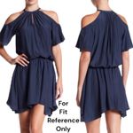 Ramy Brook  Eileen Cold Shoulder Satin Mini Dress Light Blue Size S Photo 11