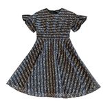 Jill Stuart Jill  Printed Ruffled-Sleeve Dress Black Pink Size 8 Women's NWOT Photo 1