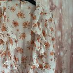 Free People White Amanda Ruffle Long Sleeve Wrap Orange Floral Top Photo 6