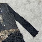 Alberto Makali  Women’s Mixed Print Textured Tie Neck Blouse Top Goth in Black XL Photo 4