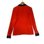 Wonder Long Sleeve Collared Polo Shirt Orange Navy Trim Casual Preppy Sporty M Size M Photo 6