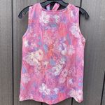 Vintage Floral Polyester Top With Belt Pink Photo 3