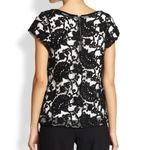 Alice + Olivia • Connie Embroidered Tulle Top black white floral lace mesh Photo 11