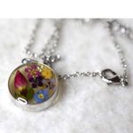 Mexico ATI Silver Blown Glass Encased Flowers 18" Stunning Statement Necklace Photo 1