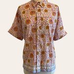 Anthropologie Maison d’Amélie Paris Button-Down Short Sleeve Floral Blouse By Photo 0