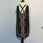 Free People  Bohemian Black Cream Patterned Comb Bubble Diamond Snake Dress Sz S Photo 1