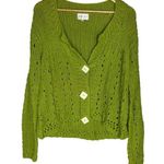 Rico Women's L Cardigan Sweater Button Down Y2K Green Open Knit Cottage Fairy Size L Photo 0