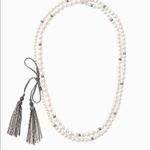 Stella & Dot Mara Pearl Statement Necklace Wrap Tie Long Sparkle Photo 1