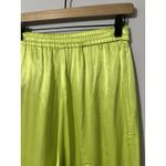 Assembly New York Neon Green Satin Wide Leg Pants Trousers Viscose Rayon Small Photo 2