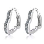 Boutique NEW White Gold-Plated S925 Simulated Diamond Heart Hoop Earrings, 14mm Photo 4