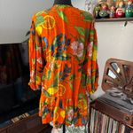 Blue Island Tropical Orange Citrus Print Vacation Resort Dress Photo 4