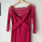 Chiara Boni  Gown Alidora Mesh Quarter‎ Sleeve Maxi Dress Red Size 42 (6) Photo 4